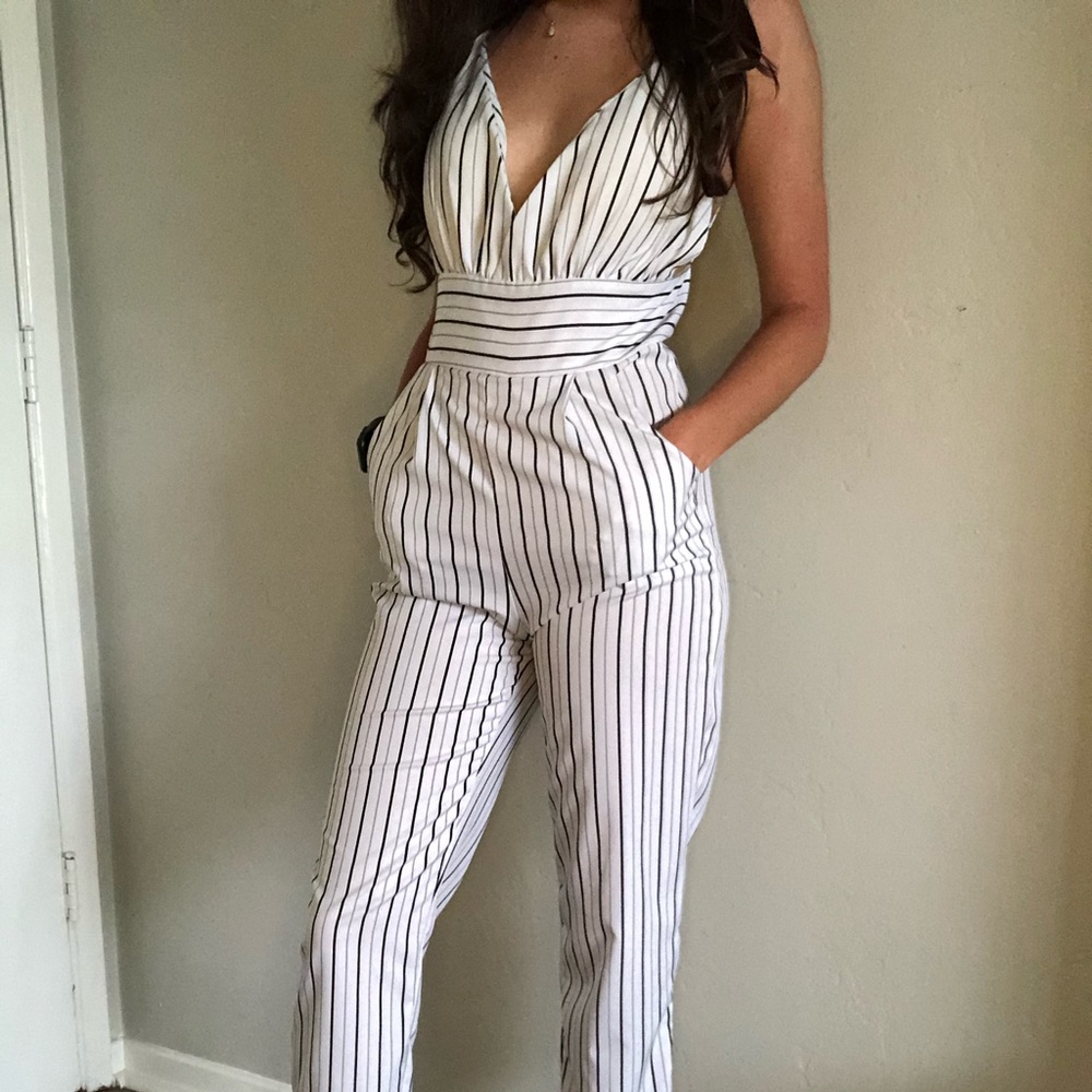 White striped romper